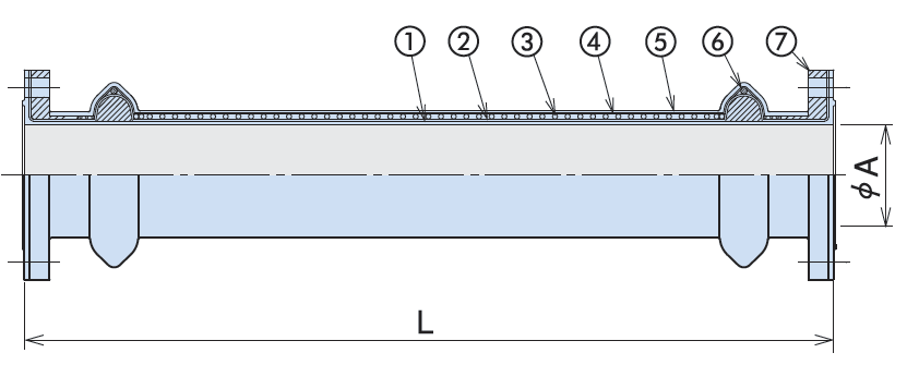 High displacement flexible tube structural drawing